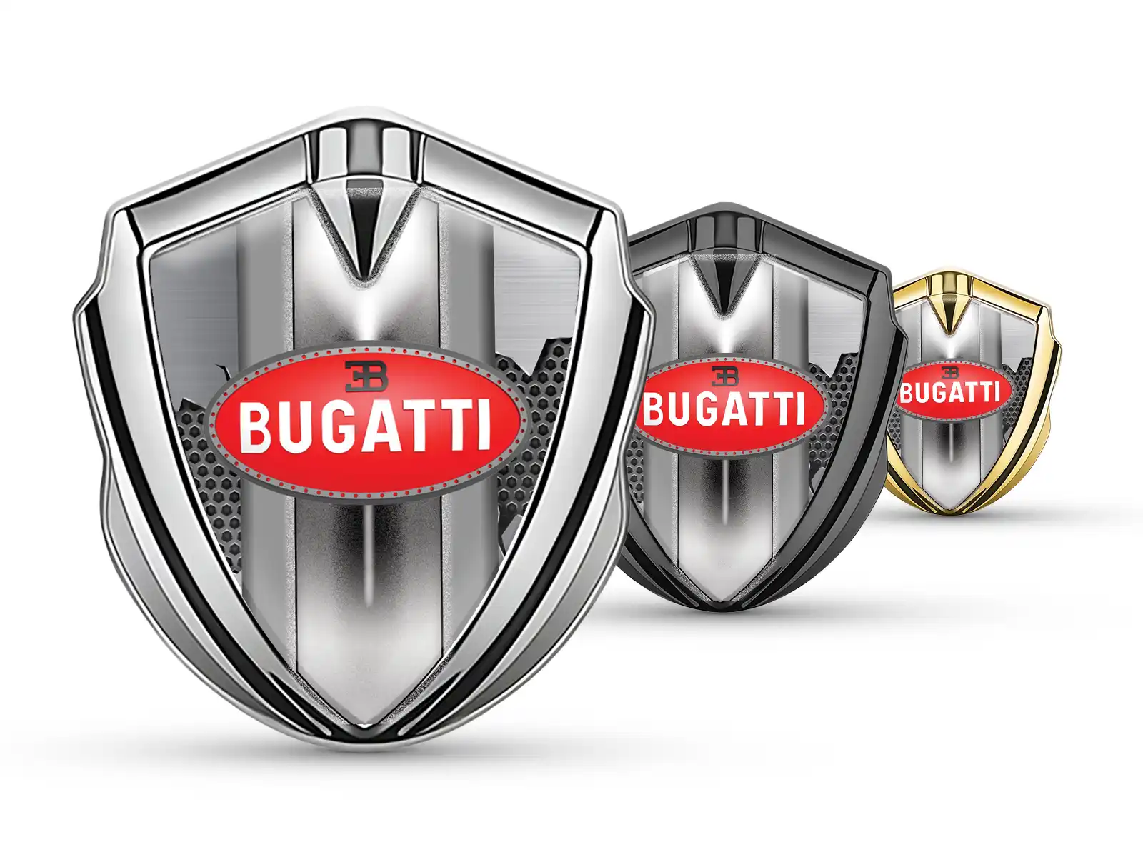 Bugatti Emblème Bombé Métal Pro Style Base Acier Inoxydable